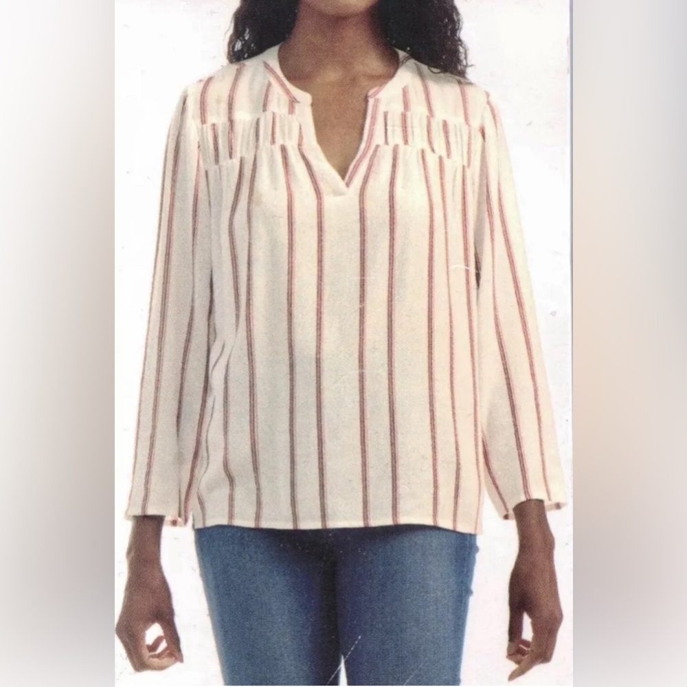 New Splendid Women's V-Neck Viscose Linen Blend Blouse (Size Medium)